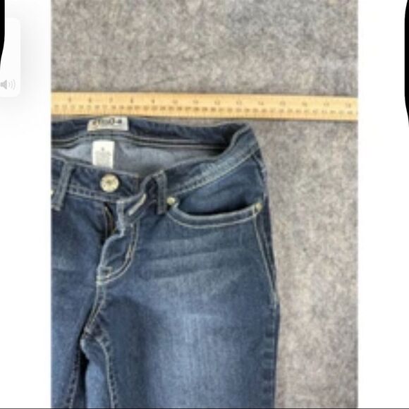 Mudd Jeans Youth Sz 5 Blue Denim Dark Wash Cotton Stretch Flared-Leg 5-Pockets - Picture 5 of 6